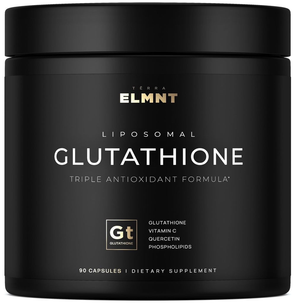 ELMNT 2150mg Super Liposomal Glutatiooni Supplement w. Vitamiin C, Quercetin & Pure L Glutatioon 2000mg Kolmekordne Action Formula Glutatioon Liposomal Supplement w. Fosfolipiidkiht - 90 pillid, Non-GMO