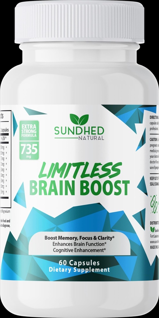 Limitless Brain Boost (60 caps) - Mälu, fookus, vaimne selgus - Nootropics Scientific Formula for Enhance Performance, Super Ginkgo Biloba, St John Wort Extract, DMAE