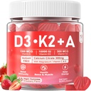Vitamiin D3 10000iu + K2 MK7 + A kummid kaltsiummagneesium tsink naistele ja meestele, kõrge potentsi ADK vitamiinilisand toetab tervislikku immuunsüsteemi, luu ja nägemise funktsiooni, suhkruvaba 120 Cts
