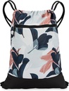 Drawstring Gym Bag naistele | Vastupidav kerge jõusaali Cinch seljakott graafilise kujundusega | Suurepärane jõusaalile ja spordile | Merevägi / korall - Guava lehed