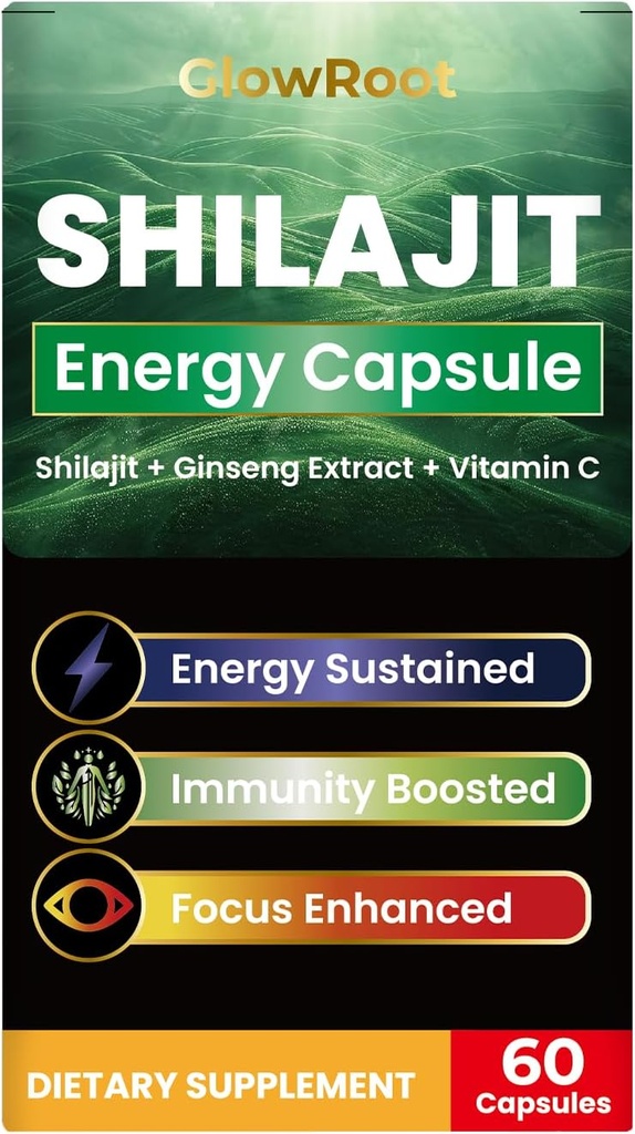 Shilajit kapslid, Himaalaja kõrge klassi Shilajit, küllaldane Fulvic Acid & 85+ Trace Minerals, Gluteenivabad, suhkruvabad Shilajit kapslid meestele ja naistele