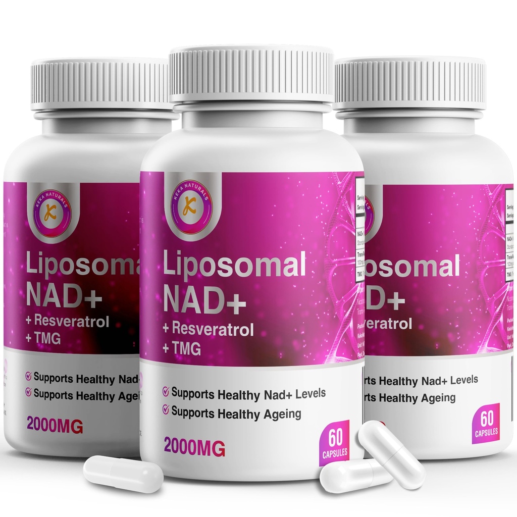 Pure NAD Resveratrol ja TMG, 2000mg, 3 in 1 Advanced Formula, Immune & Energy Support, Skin & General Health, 60 kapslit