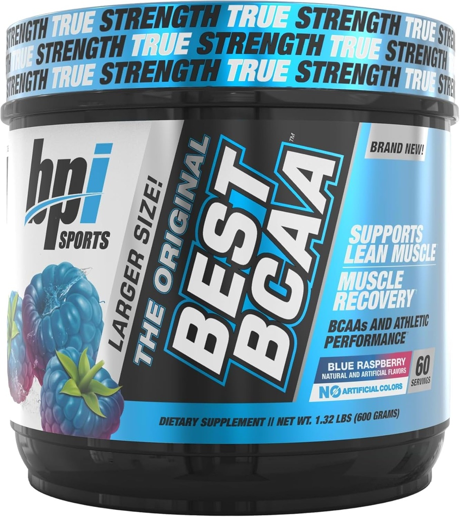 BPI Sports Parim BCAA - BCAA Pulber - Hargnenud ahelaga aminohapped - Lihaste taastamine - Lihasvalgu süntees - Parem jõudlus - Hüdratsioon - Sinine vaarika - 60 Servings - 21.12 Oz