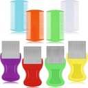 Maitys 8 tükki Kirb Lice Combs Double Sided Lice ja Nit Eemaldamine Juuksehooldus Plast- ja metallkombid inimestele lemmikloomad (3,5 x 2 tolli, 3.54 x 1.57 tolli, oranž, sinine, lilla, valge)
