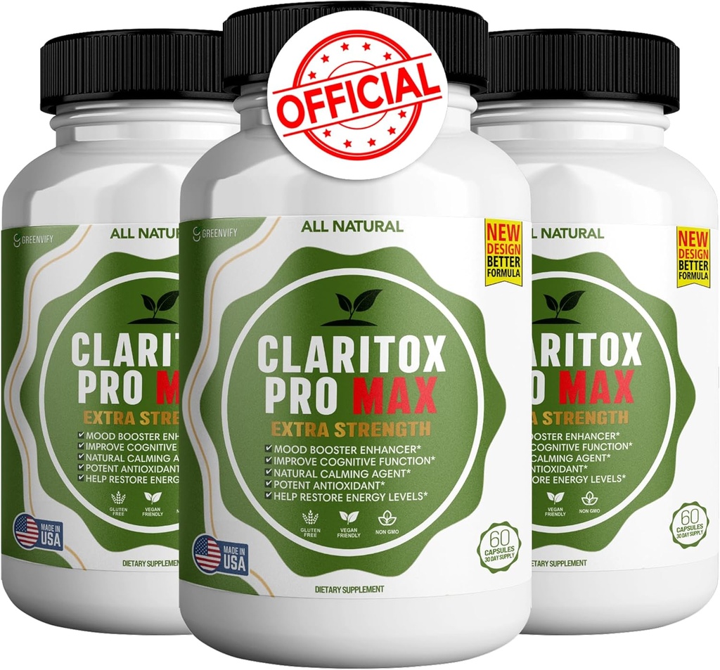 Claritox Pro Max Extra Strength Supplement, Mood Booster, Cognitive Function Enhancer, 180 kapslit (3)