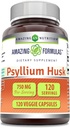 Amazing Formulas Psyllium Husk 750mg Veggie kapslid täiendus | Mitte-GMO | Gluteenivaba | Valmistatud USAs | Sobib taimetoitlastele (120 loend)