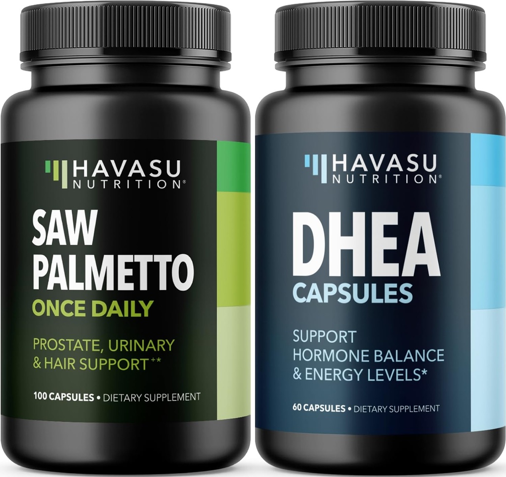 HAVASU TOITLUS DHEA 50mg täiendus (60 serveerimist) & Saw Palmetto kapslid (100 serveerimist)