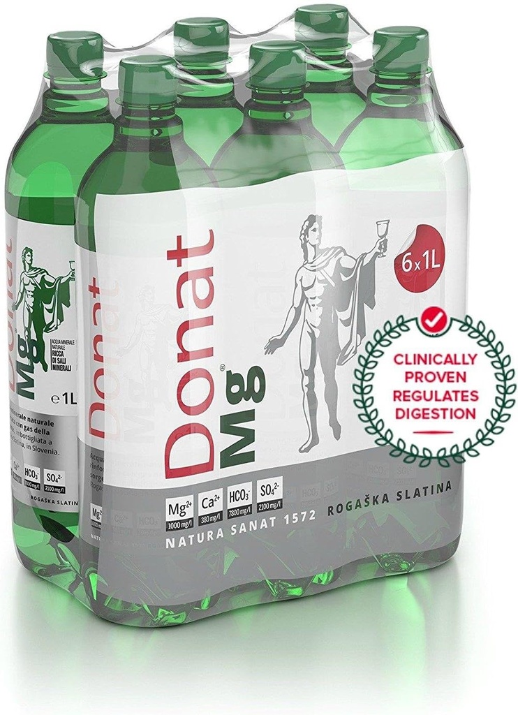 Natural Magnesium Water - 1000mg Magnesium in 1000ml ''Donat Mg'' Bulk Pack 6x1L