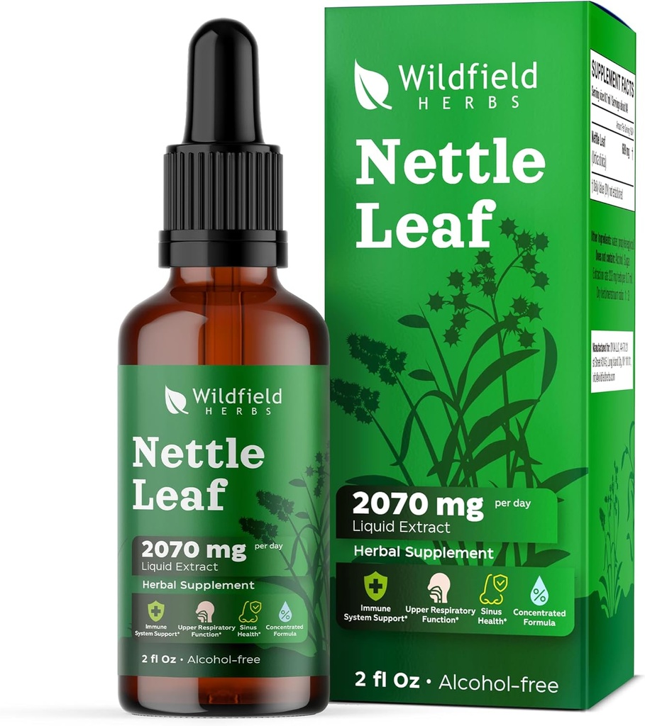 Nõeluv nõgeslehe ekstrakt tilgad 2000mg (Urtica dioica L.) Taimne täiendus Imendub paremini kui kapslid, 1 kuu pakkumine, 84 serveerimist, alkoholivaba tinktuur - 2 Oz, pakend 1