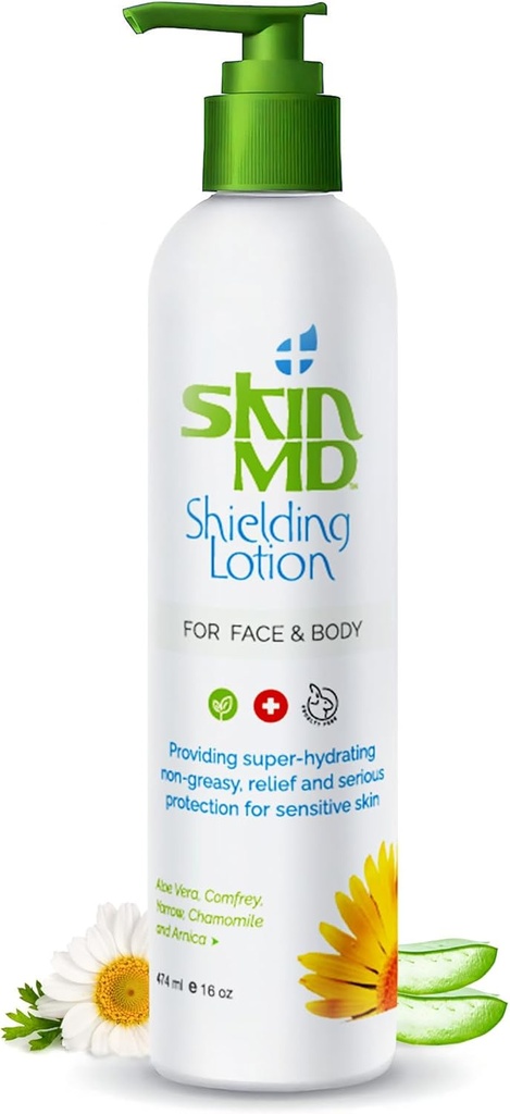 Naha MD varjestuskoht - hüdrateeriv keha lotion tundlikule nahale | Mitterasvane, kiiresti imenduv niisutaja taimsete koostisosadega | kuiva naha, ekseemi ja psoriaasi leevendamiseks - 16oz Dispenser