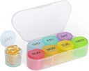 NatureTouch Weekly Pill Organizer , BPA Free Medicine Organizer Rainbow 7 Day Pill Box , Daily Portable Pill Conatainer Pills / Vitamiin / Kalaõli / Lisandid [Viimane versioon]