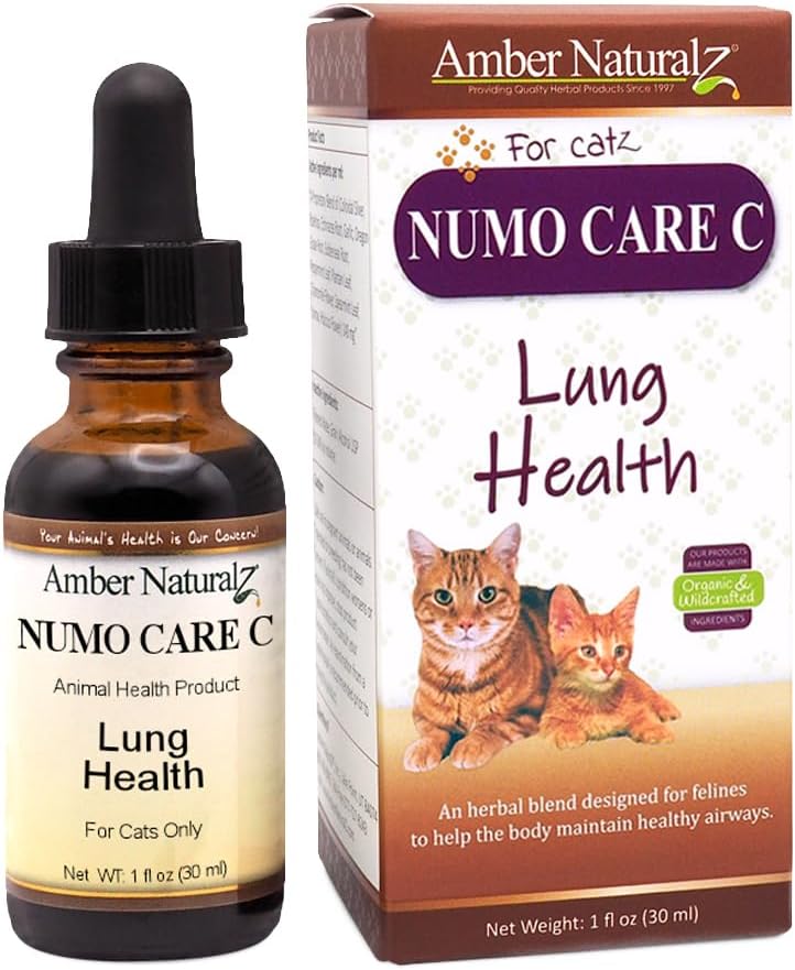 Amber NaturalZ Numo Care C hingamisteede tugi kassidele | Taimne valem, mis aitab säilitada normaalset kopsufunktsiooni, Clear Airwaysi ja immuunsüsteemi tervist