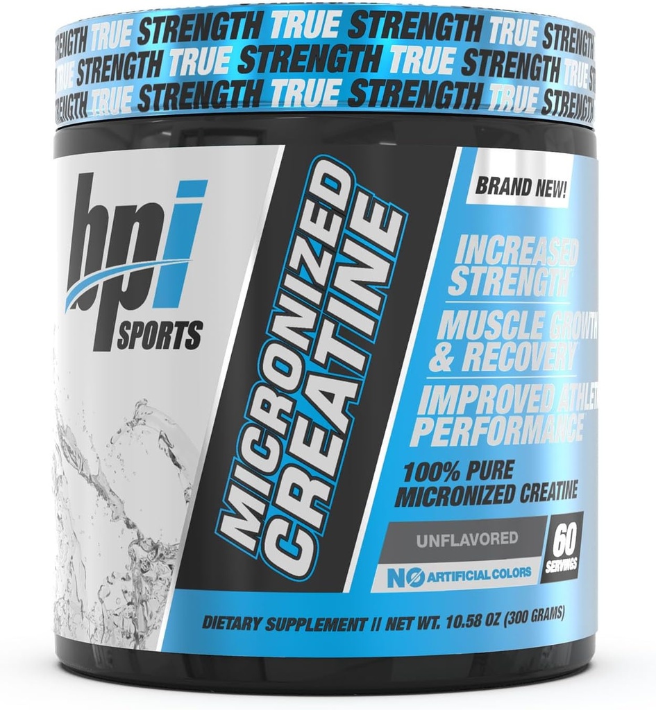 BPI Sport Micronized Kreatiin - Suurendage tugevust - Vähendage väsimust - Lean lihaste hoone - 100% puhas kreatiin - parem imendumine - toetab lihaste kasvu - maitsestamata - 60 serveerimist - 10.58 Ounce