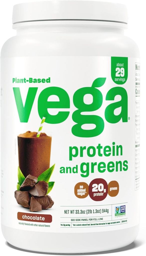 Vega valk ja rohelised valgupulber, šokolaad - 20 g taimset valku Plus köögiviljad, vegan, mitte GMO, hernevalk naistele ja meestele, 2,1bs