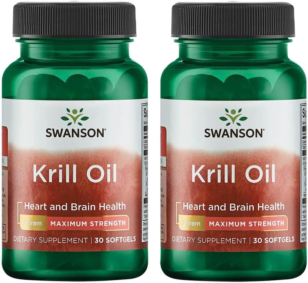 Swansoni EFA-d - krillõli - maksimaalne tugevus - 1 g, 30 Softgels (2 pakend)