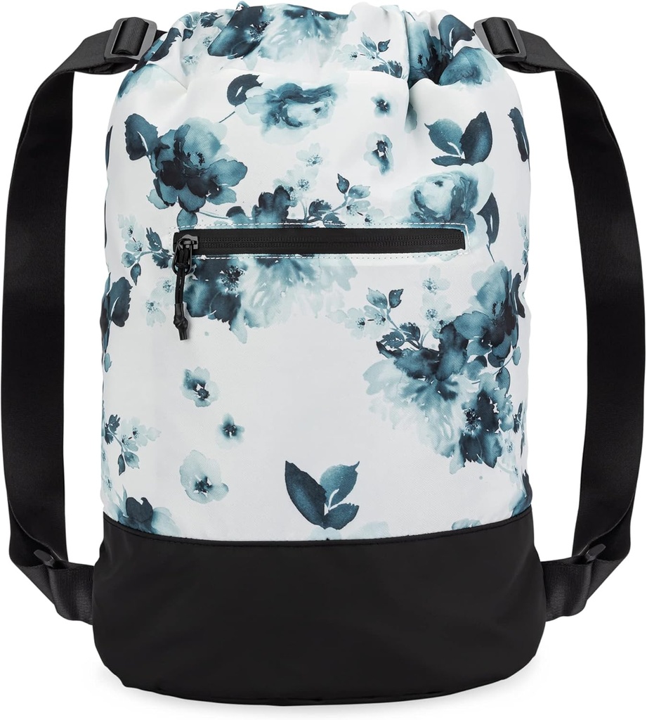 Flex Cinch Drawstring Gym Bag naistele graafilise kujundusega | Vastupidav kerge jõusaali Cinch kotid | Suurepärane jõusaalikott, reisimine ja üleöö | Teal - lilled