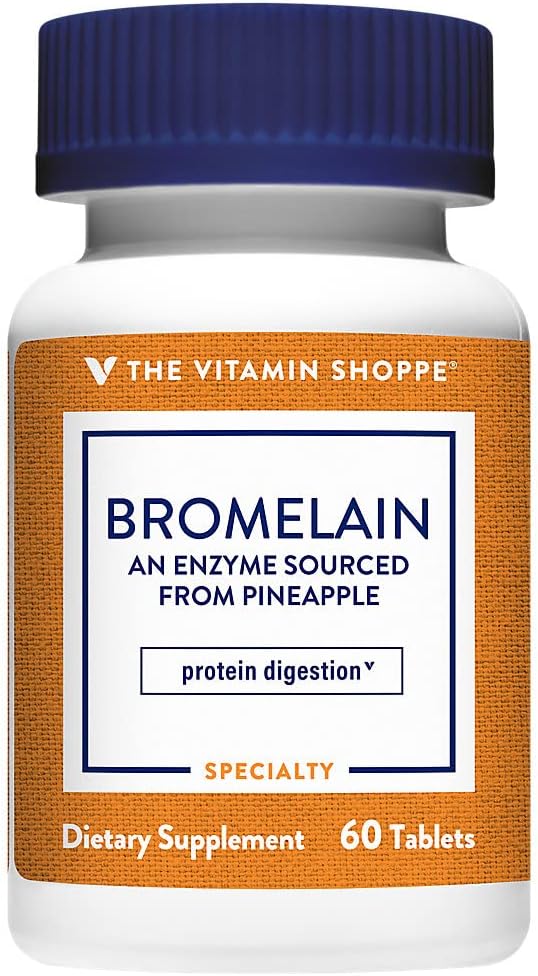 Vitamiin Shoppe Bromelain 500MG ja 2000 GDU, toetab valgu seedimist ja imendumist, ananassidest saadud ensüüm (60 kapslit)