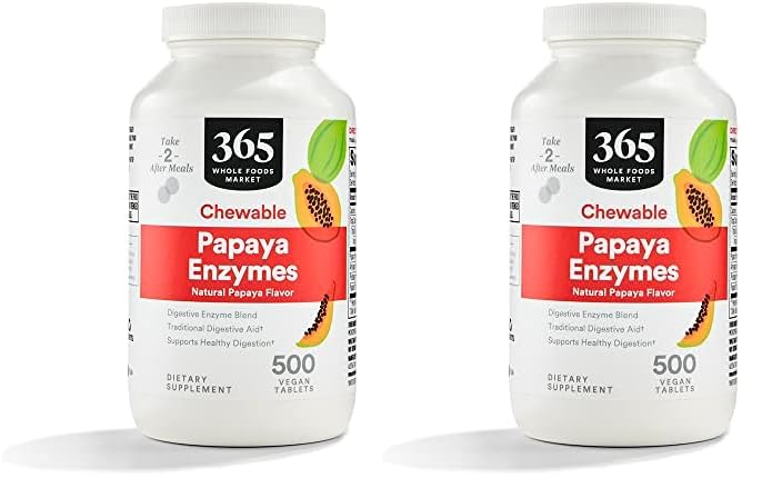365 autor Whole Foods Market, Papaya Enzymes, 500 Chews (pakk 2)