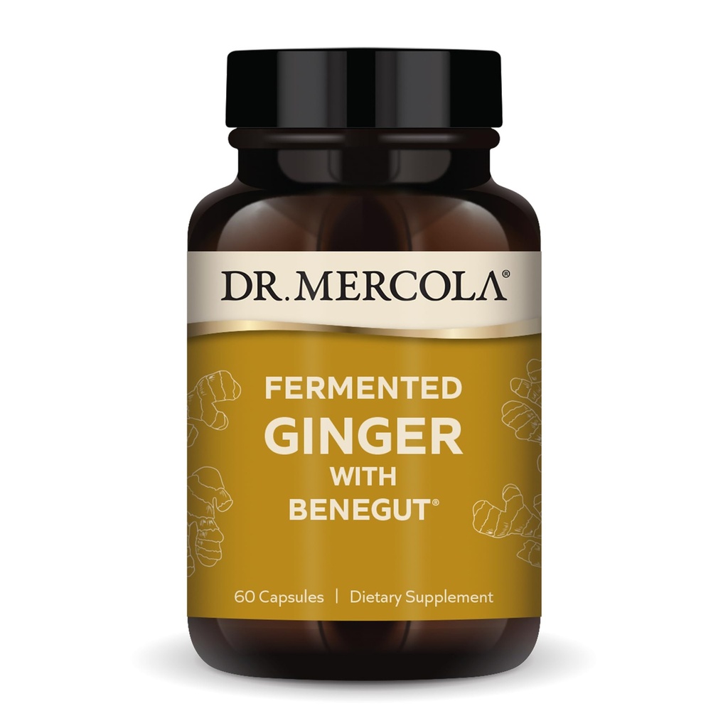 Dr Mercola Fermented Ginger koos Benegut - toetab seedetrakti ja soolestiku tervist - aitab aeg-ajalt gaasi, puhumist ja ebamugavust - mitte-GMO, gluteenivaba ja sojavaba - 60 kapslit (60 serveerimist)