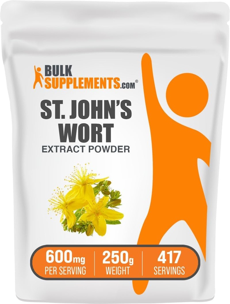 BulkSupplements.com Naistepuna ekstrakt - Naistepuna lisand, taimsed lisandid meeleolu - Vegan & Gluteenivaba, 600mg per Serving, 250g (8,8 oz) (pakk 1)