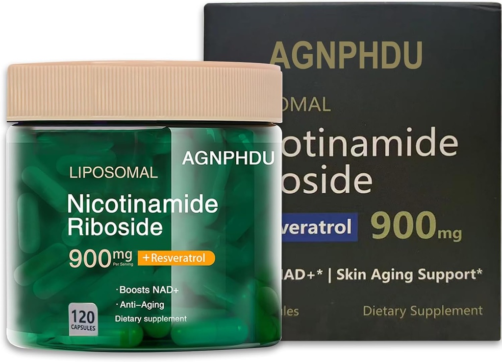 AGNPHDU- liposoomne nikotiinamiid Ribosiid 120 kapslit, resveratrool, kvertsetiin - NAD vananemisvastase toidulisandi, energia, fookus 900mg toidulisand