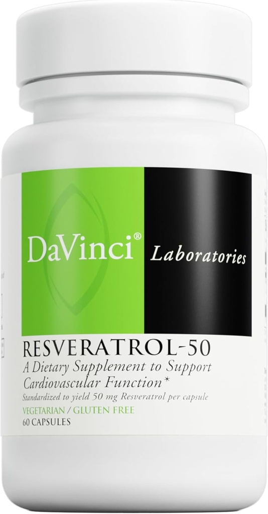 DAVINCI Labs Resveratrol-50 - aitab toetada immuunsüsteemi, luu tervist ja südame tervist Resveratrooliga * - Gluteenivaba ja taimetoitlane - 60 kapslit