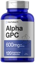 Horbäach Alpha GPC 600mg | 120 kapslit | Taimetoitlane, mitte-GMO ja gluteenivaba koliinilisand | Toetab tervislikku mälu, fookust ja selgust