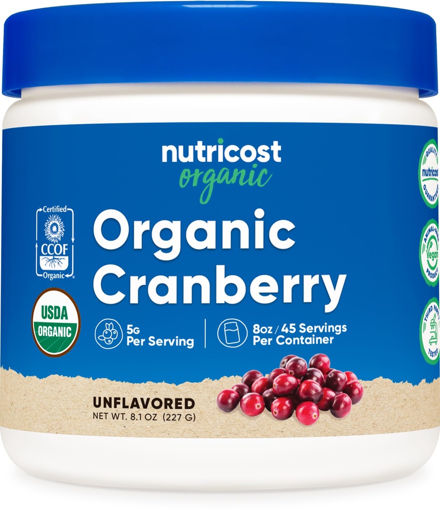 Nutricost Organic Cranberry Powder, 8 oz, 5G per Serving - Non-GMO, Gluteenivaba