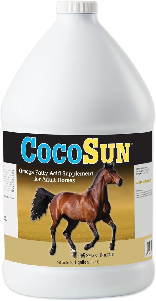 CocoSunTM õli Omega Horse Supplement | Omega 3, 6, 9 Toidulisandid Ideaalne tervisliku naha ja läikiv Coats | Hobuselisandid kaalutõusu | 1 Gallon