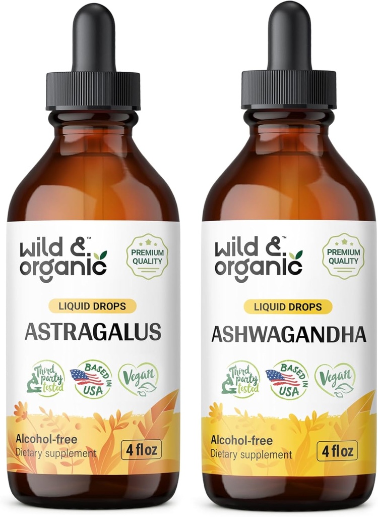 Wild & Organic Astragalus Tincture 4 fl oz & Ashwagandha Tinktuur 4 fl oz