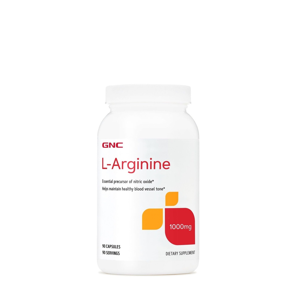 GNC L Arginiin 1000mg täiendus, toetab tervislikku veresoonte tooni, 90 serveerimist