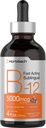 Horbaach B12 Vitamiin 5000 mcg Sublingvaalne | 4 Fl Oz | metüülkobalamiini ja tsüanokobalamiinina | Vedelad taimetilgad | Marjamaitse | Mitte-GMO & Gluteenivaba täiendus