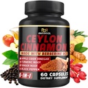 Ceylon Cinnamon Kapslid Berberine HCl, Apple Cider Vinegar, Kurkum, ženšenn, Black Pepper - 6in1 Toetamiseks Immuunfunktsiooni - 60 Count