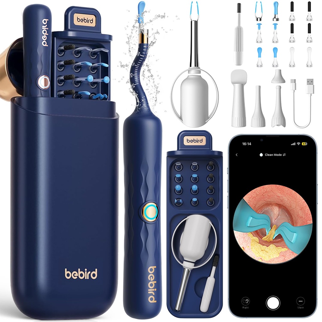 Bebird Earsight Plus D39R Kõrvavavaha eemaldamise tööriista kaamera, FSA HSA Abikõlblikud esemed, Kõrvapuhastaja paindliku kõrvakaameraga Otoskoop, Visual Ear Pick Tweezers Vahaeemaldaja, Kõrvapuhastuskomplekt perekonnale