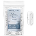 PureCaps USA - Tühjad taimetoitlased Vegan Pullulan Pill Kapslid suurus 1 | 1000 Ühendatud Pillid | Clear| Mitte-GMO sertifitseeritud | SLS, Gluteen, säilitusaineteta
