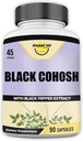 Black Cohosh Valmistatud orgaanilise musta Cohosh Juur 1300MG per Serving, tasakaaluhormoonid, looduslik menopaus ja menstruaaltoe, Naiste Health Support, 90 Vegan Kapslid, 45 Serving