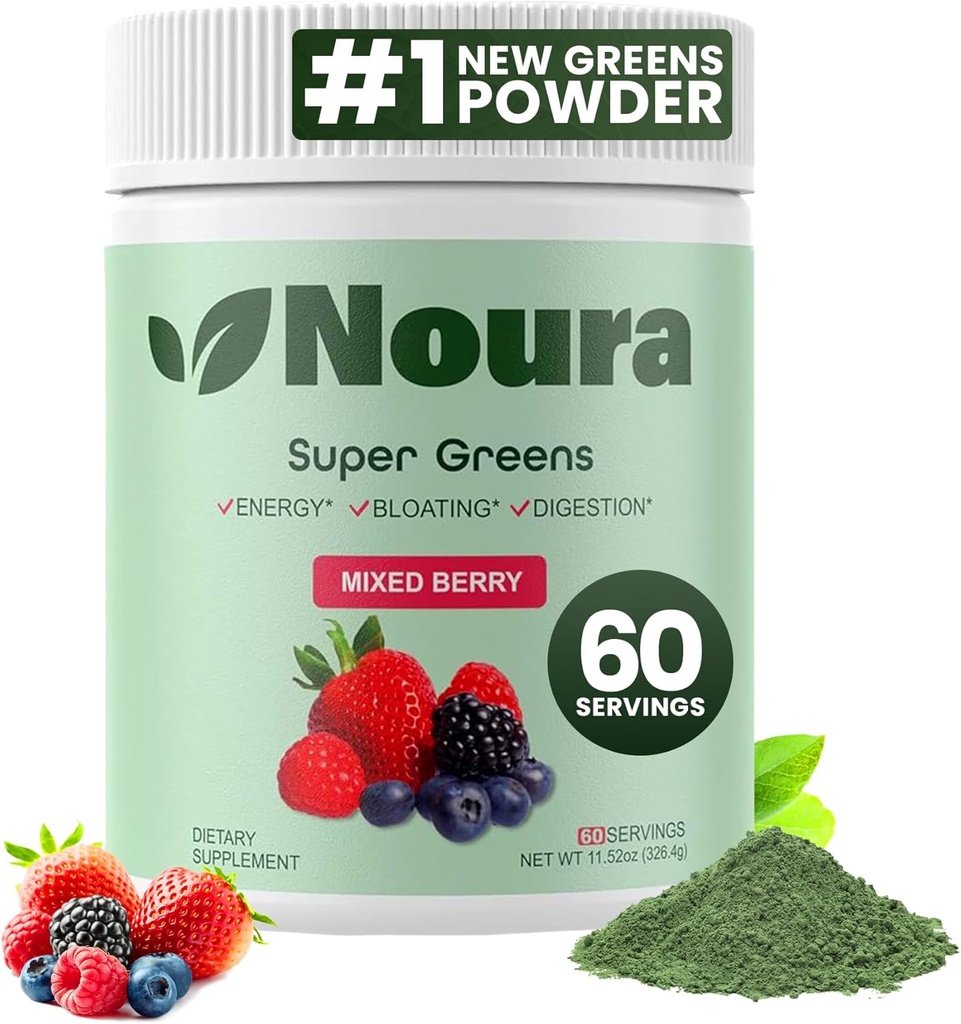 Super Greens Pulber, 60 Servings - Immunity, Seedeensüümid Ja Probiootikumid Energia, Soolestiku Tervis, Bloating Relief Naistele - Rohelised Superfood Powder - Segatud Berry