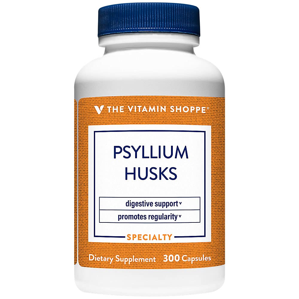 Vitamiin Shoppe Psyllium Husks - Plantago Ovata Fiber toidulisand, mis toetab korrapärasust ja tervislikku kolesterooli, 840 mg serveerimise kohta - gluteenivaba (300 kapslit)