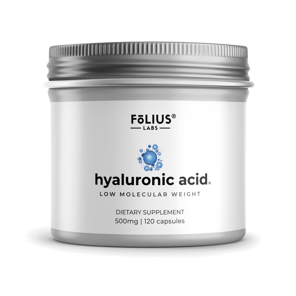 Ultra Kõrge puhtus Hüaluroonhappe kapslid 500mg - 95% naatriumhüaluronaat - Väga puhastatud ja biosaadav - Madal molekulmass - Mitte-GMO fermenteeritud - 120 kapslit