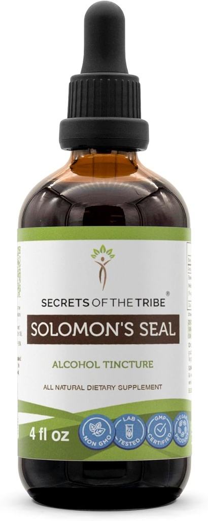 Hõimu saladused Saalomoni pitseri tinktuur Alkoholiekstrakt, kõrge tugevusega taimetilgad, Tinktuur, mis on valmistatud looduslikest Solomoni pitsist Polygonatum odoratum Respiratory System Health 4 oz