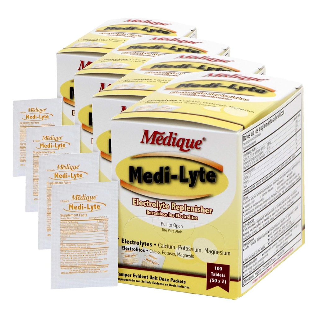 Medique 03033 Medi-Lyte elektrolüütide tabletid w / kaaliumkloriid krampide jaoks, 100-tabletid (pakk 4)
