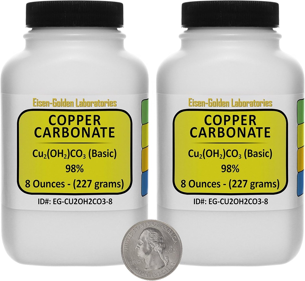 Vaskkarbonaat [Cu2(OH) 2CO3] 98% AR-klassi pulber 1 Lb kahes kosmosesäästlikus pudelis USA