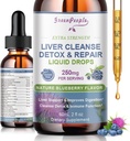GREENPEOPLE Maksapuhastus Detox & Remondi tilgad - Maksalisand w / Piimohakas Silymarin, Artišokk & Dandelion maks Detox & Support - 16x Potent Taim-toitained - 2Fl Oz Mustikamaitse