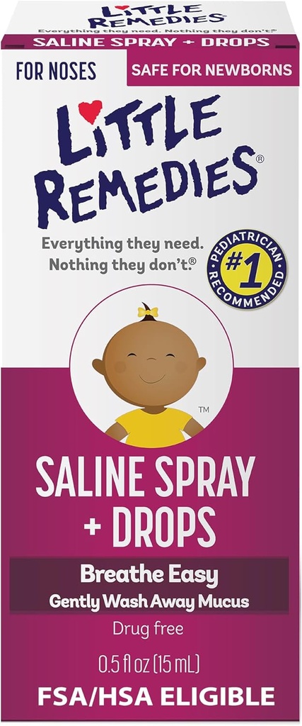 Väikesed õiguskaitsevahendid Soolalahus Spray ja tilgad, ohutu vastsündinutele, 0,5 fl oz