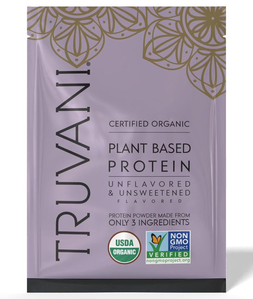 Truvani Vegan Peavalgupulber | Maitsestamata | 20g Orgaaniline Taimne Valk | 1 Serving | Keto | Gluteen & Piimavaba | Madala carb | Lisatud suhkur