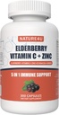 5 in 1 Elderberry Immune Support Supplement, Daily Immune Boosters täiskasvanutele Antioksüdandid Supplement, Elderberry 1000 mg, C-vitamiin, tsink, Echinacea, Ingver, 300 Vegan Kapslid - 5 kuud