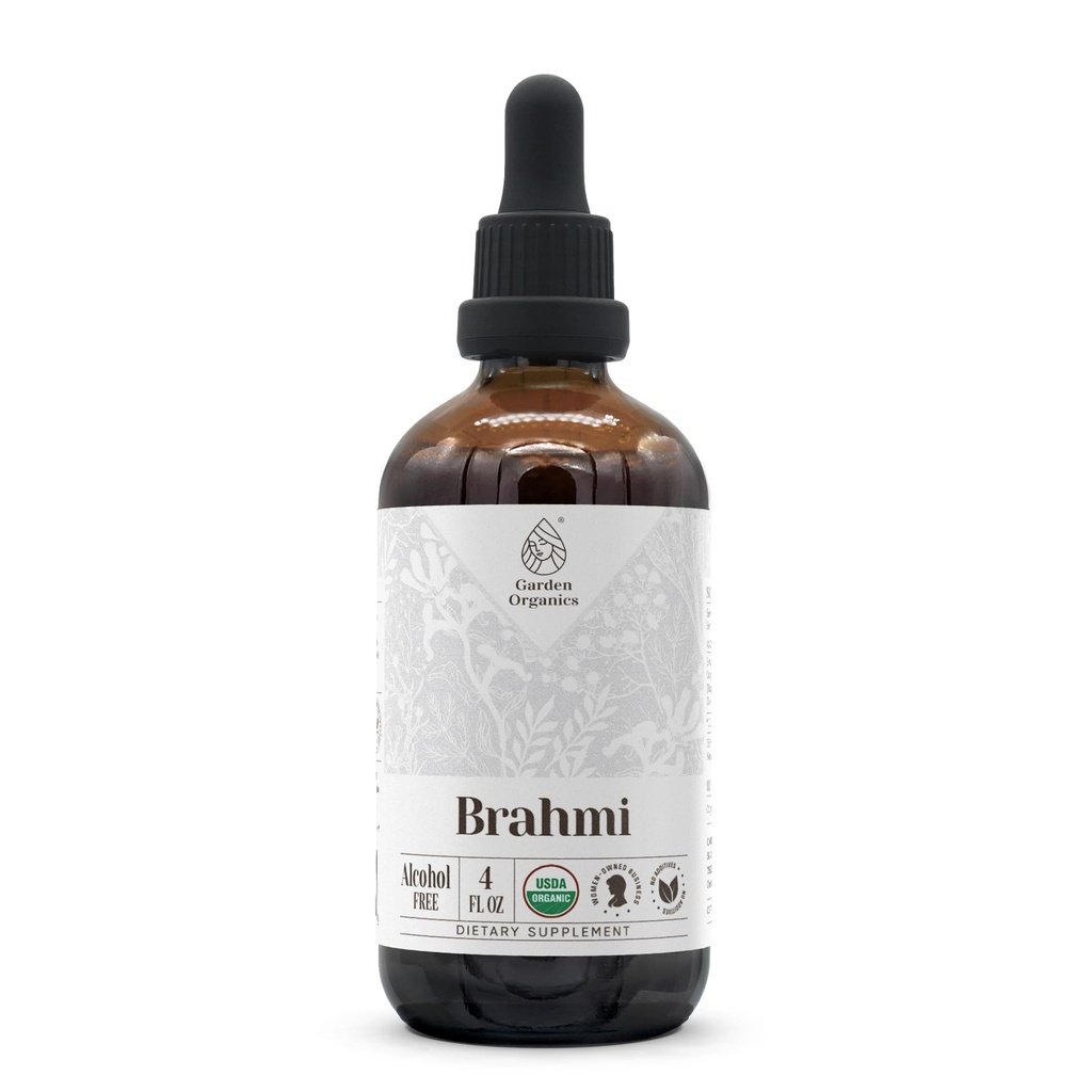 Brahmi USDA orgaaniline | Alkoholivaba ekstrakt, orgaanilised taimsed tilgad, täiendus | 100% sertifitseeritud orgaanilisest Brahmi (Bacopa Monnieri) kuivatatud ürdist 4 oz