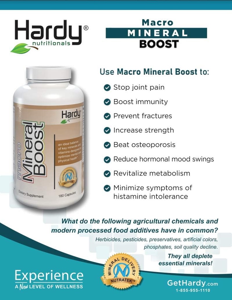 Macro Mineral Boost - kõrge intensiivsusega kaltsiumilisa luude ja hammaste tervise jaoks koos C-vitamiini, D, K, kaltsiumi, fosfori ja magneesiumiga, Ultra Absorbeeritav