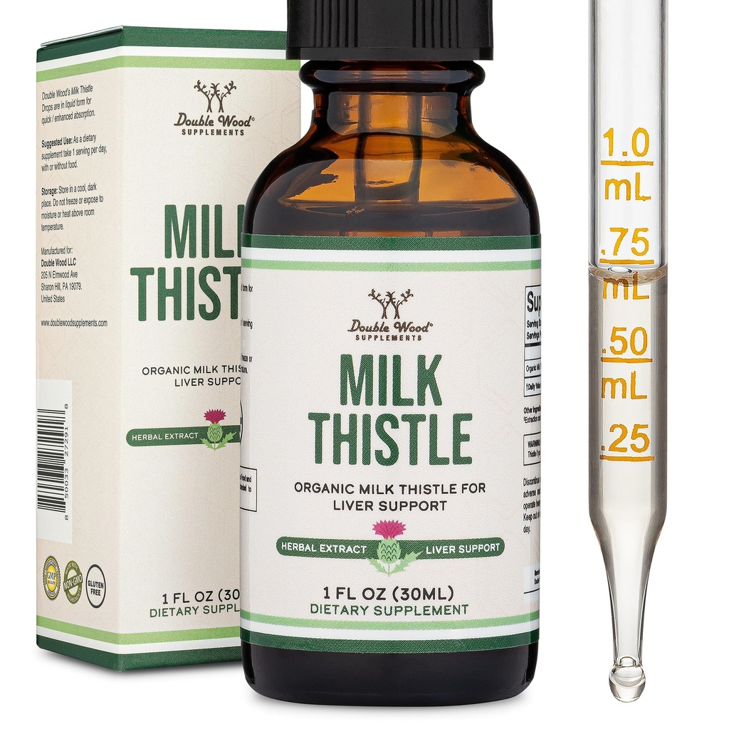 Piimaohakalisand - orgaaniline piimaohaka maks Detox langeb 1 FL OZ - 30 serveerimist (vegani ohutu, mitte-GMO, gluteenivaba) Täiuslik lisand teele kahekordse puiduga