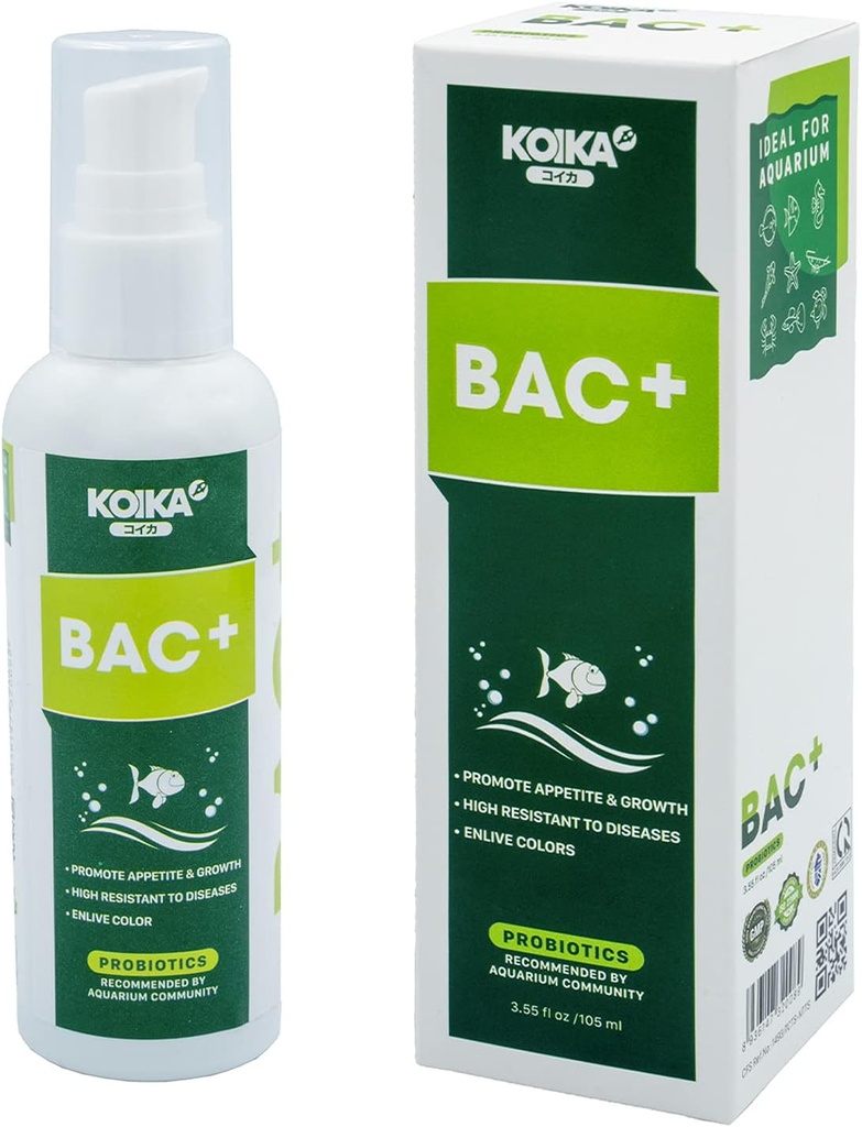 KOIKA BAC+ Akvaariumi probiootikumid, immuunsuse suurendamine, haiguste resistentsus ja seedetrakti parandamine (BAC + 105 ml)
